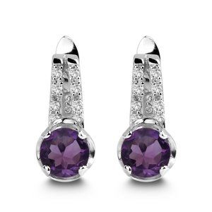 Amethyst Gemstone Cubic Zirconia Earring